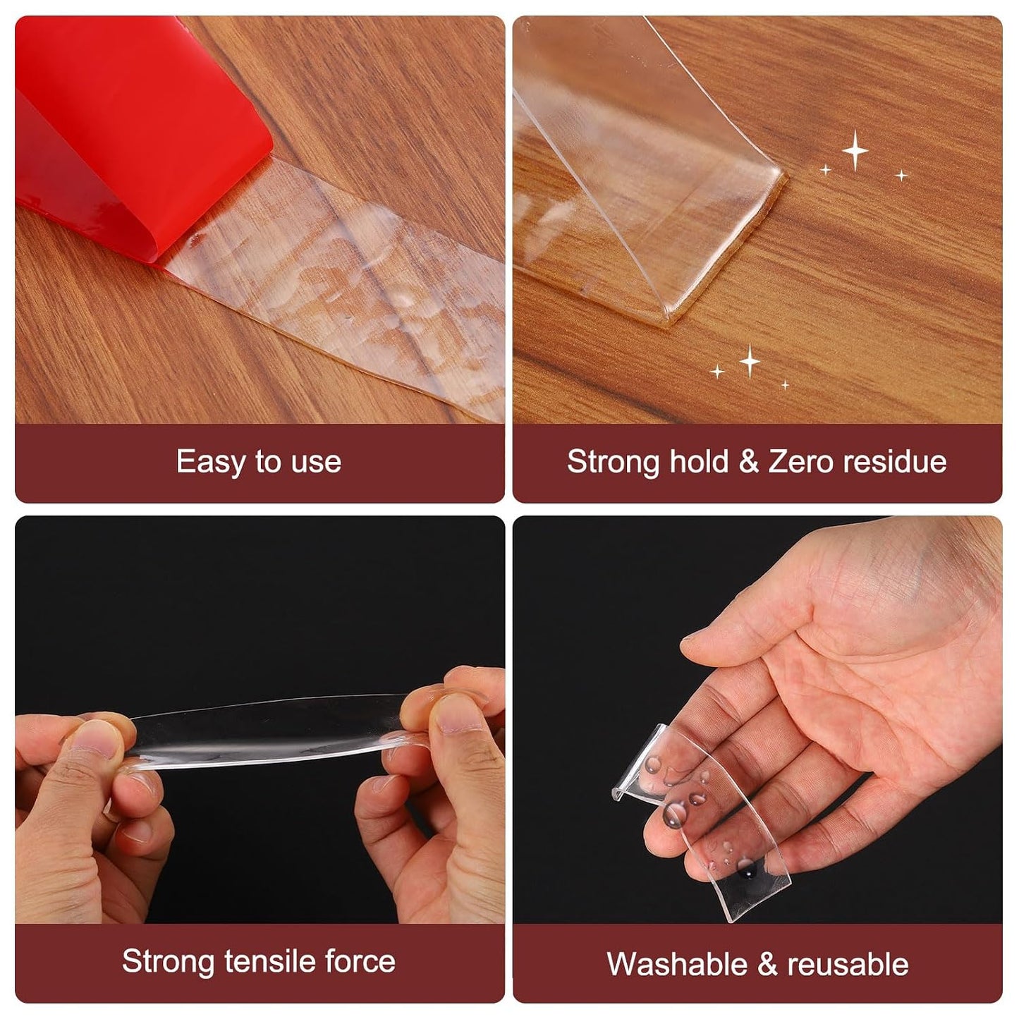 HARFINGTON Double Sided Nano Tape 10FT x 2" x 0.04" Multipurpose Removable Clear Mounting Tape Washable Waterproof Picture Hanging Adhesive Strips with Blue Liner for Carpets Posters