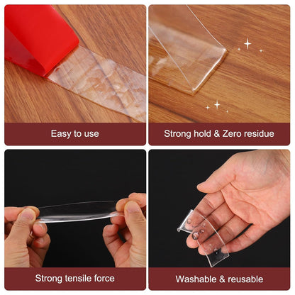 HARFINGTON Double Sided Nano Tape 10FT x 2" x 0.04" Multipurpose Removable Clear Mounting Tape Washable Waterproof Picture Hanging Adhesive Strips with Blue Liner for Carpets Posters