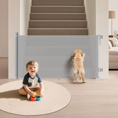 Retractable Baby Gate for Stairs & Doorways, 34" Tall Extends to 55" Wide, Mesh Baby & Pet Gate with Anti-Crawling Hook, Safety Gate for Toddlers, Doorways, Hallways, Indoor, Black