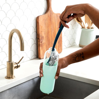 Full Circle Clean Ocean, Heavy Duty Dish Brush, Tough Bristles and Built-in Scraper, Perfect for Cast Iron, Sustainably Made 100% From Recycled Ghost Fishing Nets