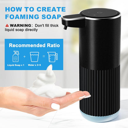 RYTOXILO Automatic Soap Dispenser, 2 Pack Black Touchless Liquid Soap Dispenser for Bathroom, 13.5 Fl Oz Plastic Electric Auto Dish Soap Dispensers Wall Mount for Kithcen with Adjustable Volume