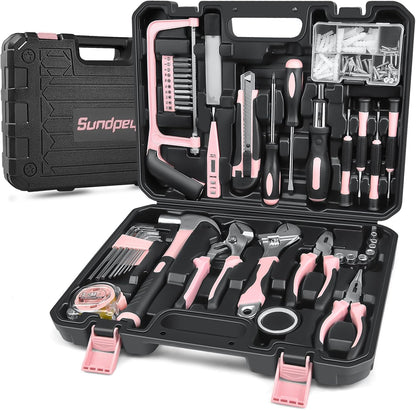 Sundpey Home Tool Kit 148-Pcs - Household Basic portable Hand Repair Tool Set with Case & Ratcheting Screwdriver & Hex Key & Pliers & Wrench & Voltage Tester & Water Pump Plier for Men Women