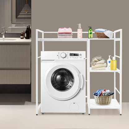 3-Tier Mini Fridge Stand with Storage Multi-Purpose Washing Machine Shelf Over The Washer Storage Shelf Utility Over Washer and Dryer Shelves for Kitchen, Laundry Room (Black+Brown)