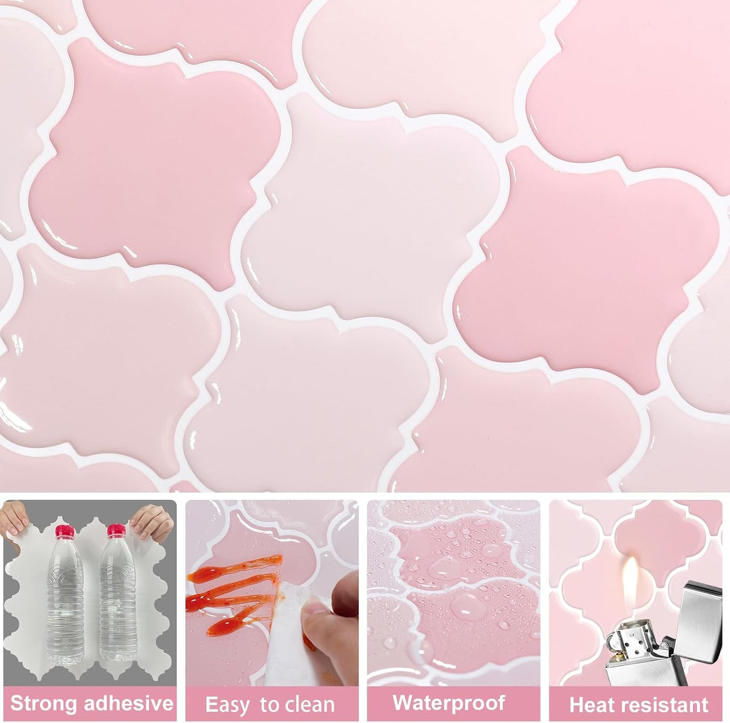 Arabesque Peel and Stick Backsplash for Kitchen, Thicker Design 3D Self Adhesive Wall Tiles, 12"x12" Peel and Stick Wall Tiles, Dark Grey 10-Sheet Stick on Tiles for Kitchen and Bathroom.