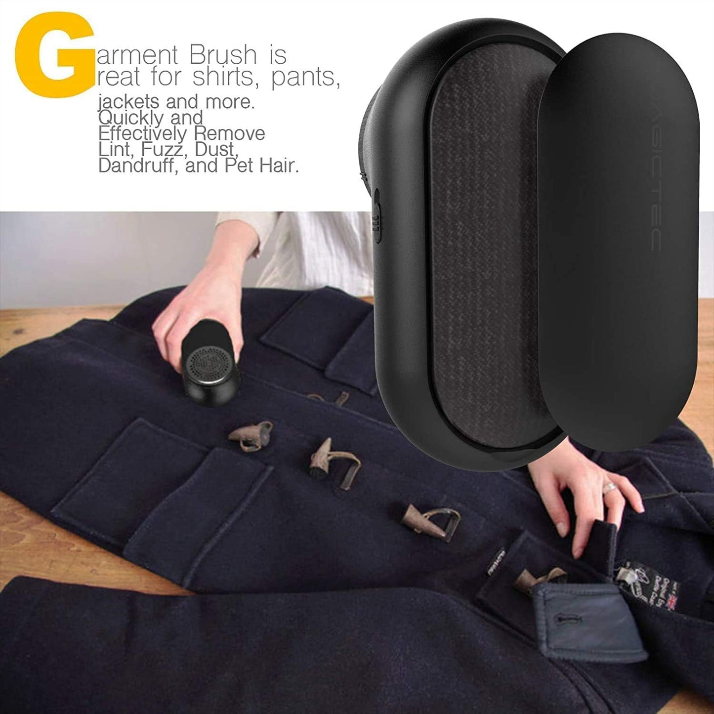 Rechargeable Fabric Shaver, Magictec Lint Remover Sweater Defuzzer Lints Fuzzs Pills Pilling Trimmer for Clothes and Furniture -Battery Operated (Black)