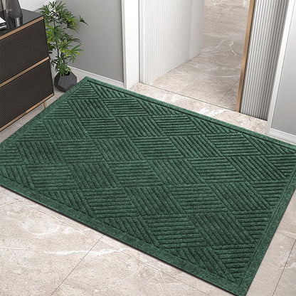 HIYARD Sturdy Front Door Mat, Absorbent Muddy Dirt Resist Welcome Door Mats Outdoor Indoor, Stain and Fade Resistant, Non-Slip Rubber Backing Low Profile Doormat for Entryway, 30×17, Beige
