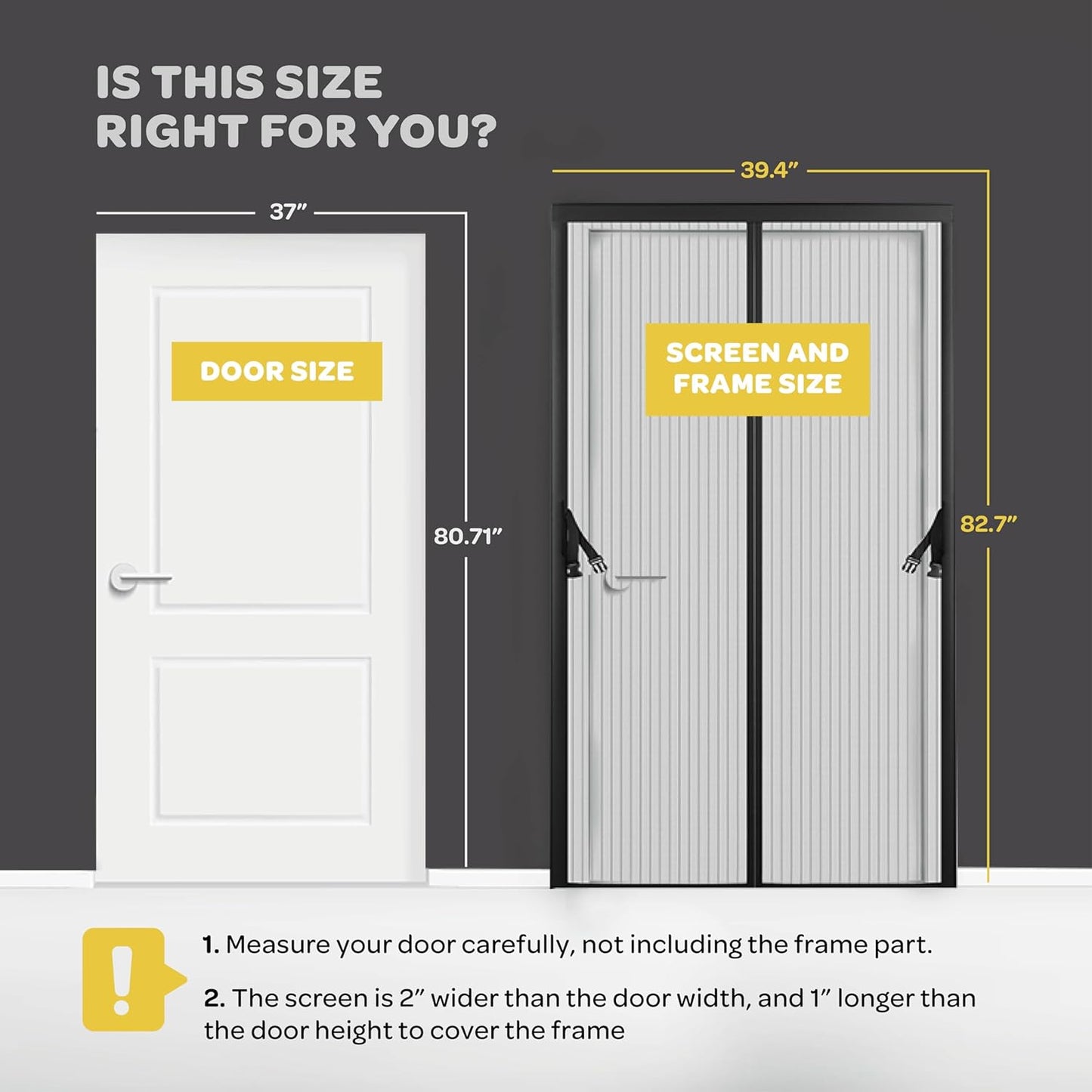 Magnetic Screen Door, Hands-Free Kid/Pet-Friendly Walk Through - Self Magnetic Closure Screen Door Mesh, Stay-Open Option with Buckles - Keeps Bugs Out Lets Breeze in, Fits Door Size (39.4" x 82.7")