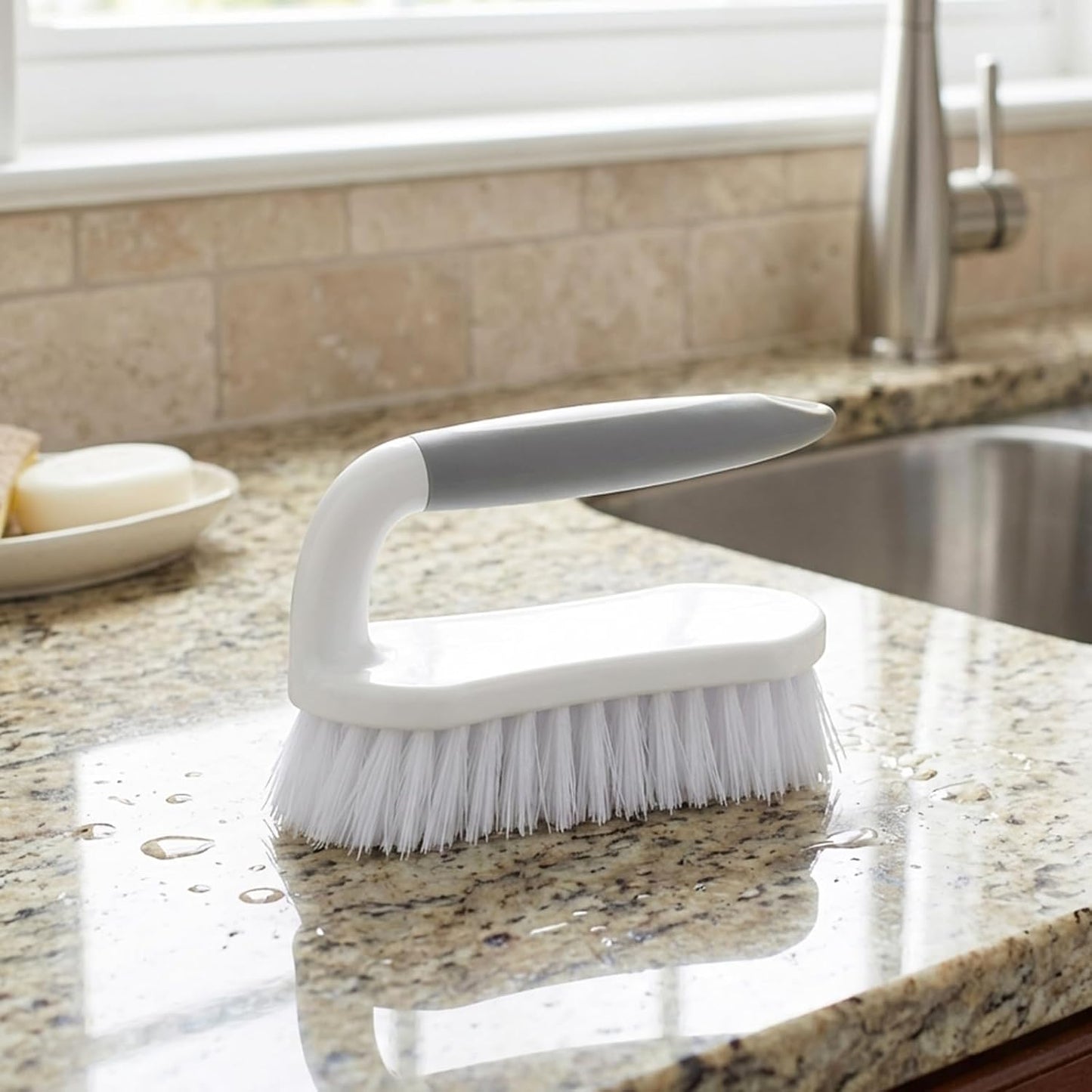 2 Pack Heavy Duty Scrub Brush for Cleaning, Stiff Bristle Cleaning Brushes with Ergonomic Grip for Bathroom Shower Kitchen Sink Carpet Bathtub Tile Floor, Multi-Purpose Household Scrubber Brush