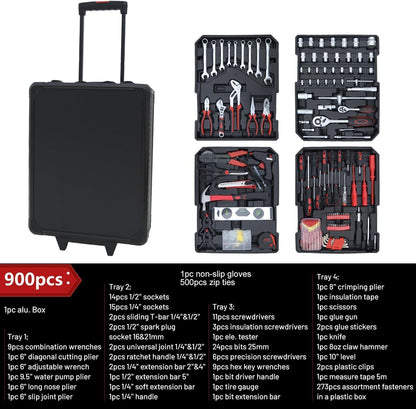 39-Piece Household Tools Kit - Portable and Essential Repair Set Ideal for Women, College Students, Home Use & More (39p-Pink)