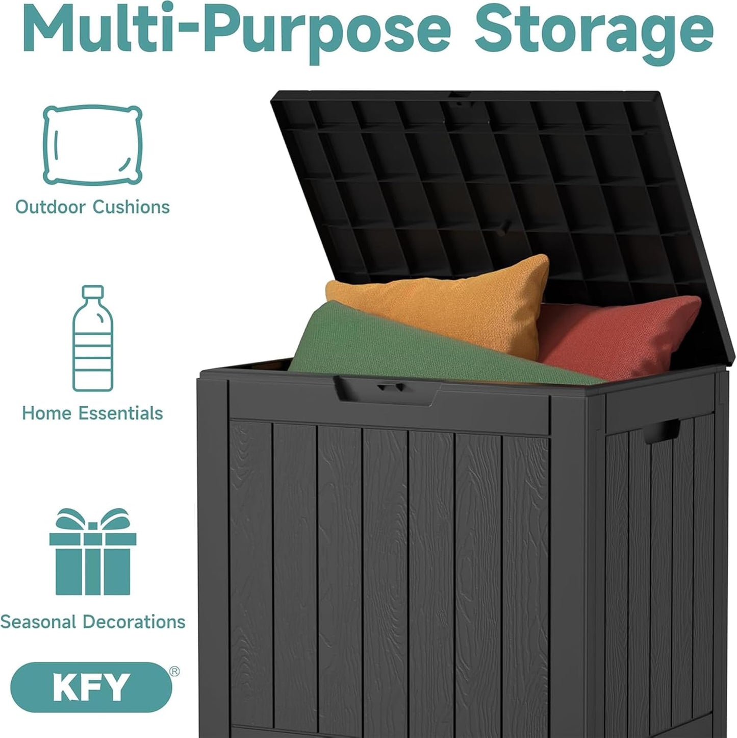 320 Gallon Waterproof Outdoor Storage Box, UV Resistant Resin Deck Box with Hydraulic Rod for Reinforced Stability, Perfect for Patio, Garden, and Pool（Black，320 Gallon）