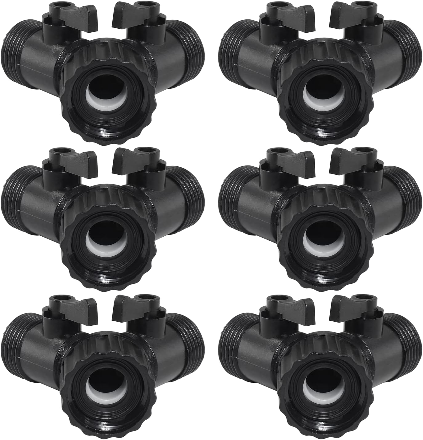 6 Pcs 2 Way Hose Adapter Y Valve Garden Hose Connector, Green | Non Rust Spigot Faucet Adapter, 3/4 Garden Hose Y Connectors, Plastic Hose Splitter, Faucet Watering Shut Off Valves