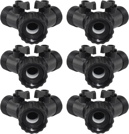 6 Pcs 2 Way Hose Adapter Y Valve Garden Hose Connector, Green | Non Rust Spigot Faucet Adapter, 3/4 Garden Hose Y Connectors, Plastic Hose Splitter, Faucet Watering Shut Off Valves