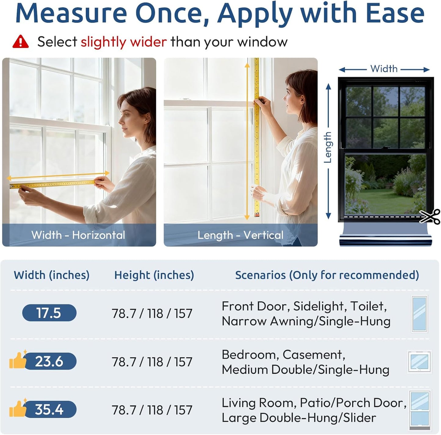 rabbitgoo Privacy Window Film Non Adhesive Frosted Glass Sun Blocking Self Static Cling Decorative for Home Kitchen Living Room, Removable and Reusable, 17.5 X 78.7 inches