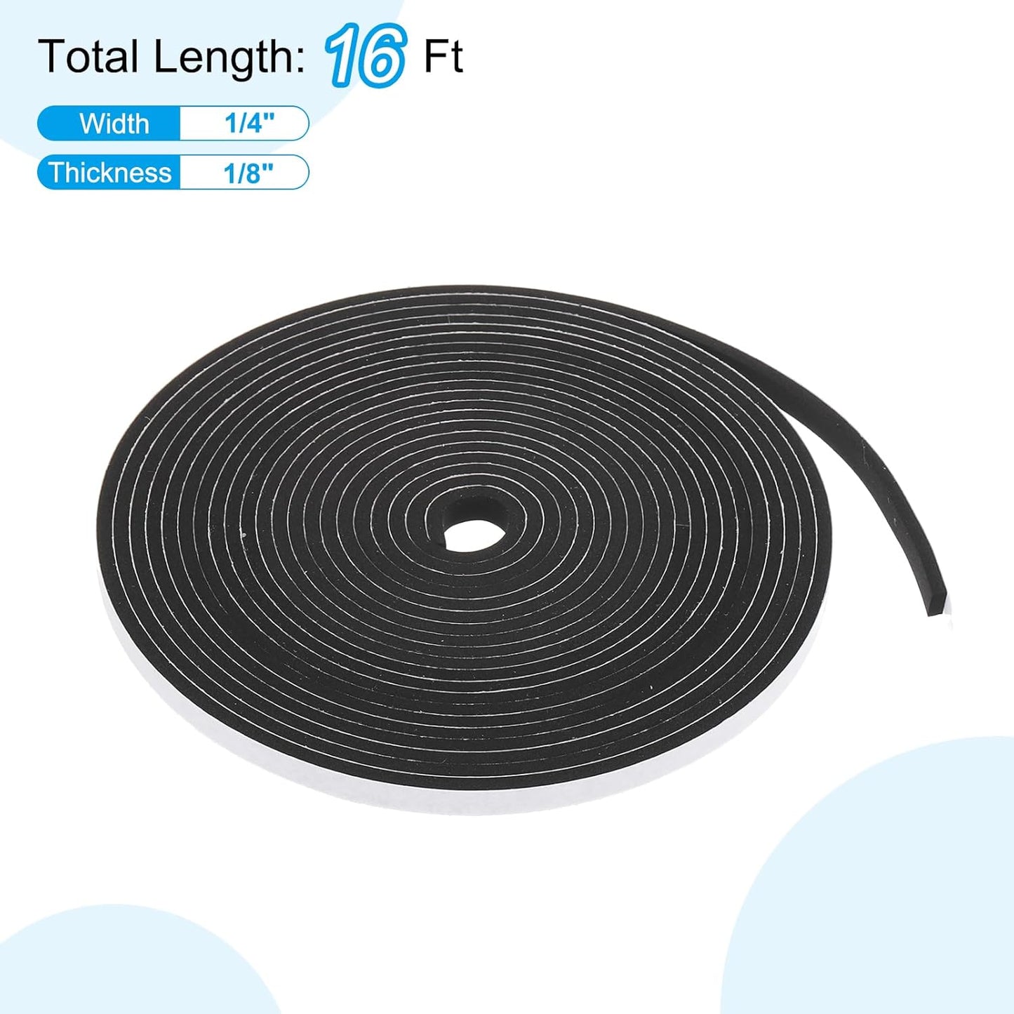 PATIKIL Weather Stripping Door Seal Strip, 3/8 Inch x 1/4 Inch x 32 Ft Self Adhesive Soundproof High Density Foam Tape Insulation for Door Window Air Conditioning, White - Colors A