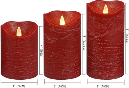 Battery Operated Flameless Candles with Remote Timer Real Wax Realistic Bright Flicker Flickering Electric Electronic LED Pillar Lights Home Wedding Party Decorations Set of 3 Rustic Texture Gray Grey