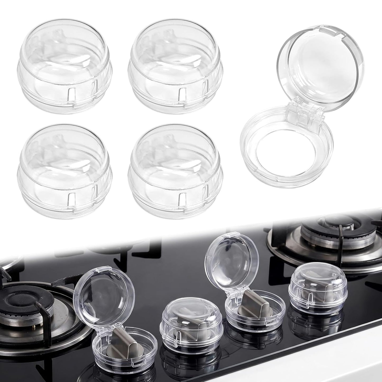 Stove Knob Safety Covers 5 Pack, Oven Knob Covers for Child Safety, Baby Proof Gas Range Control Guards for Toddlers and Pets