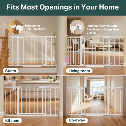 Cumbor 29.7-48" Baby Gate for Stairs, Mom's Choice Awards Winner-Dog Gate for Doorways, Auto Close Safety Pet Gate for Dogs Indoor, Easy Install Pressure Mounted Child Gate with Walk Thru Door, Brown