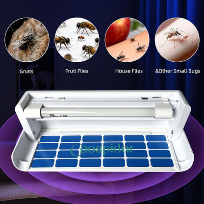2 Pack UV Fruit Fly & Gnat Trap Indoor, Fungus Gnat Trap for Houseplants, Wall-Mounted Fly Light Trap with 10 Sticky Glue Boards, Quiet No-Zap Bug Catcher for Kitchen, Living Room, Bedroom