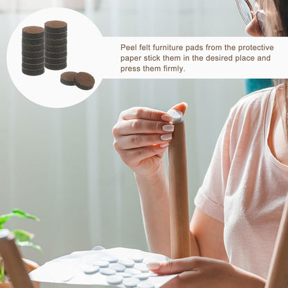 uxcell Furniture Pads, 24Pcs 1.25" - Round Self Adhesive Felt Furniture Pads, Floor Protectors for Furniture Feet Chairs Legs Hardwood Floors (Brown)