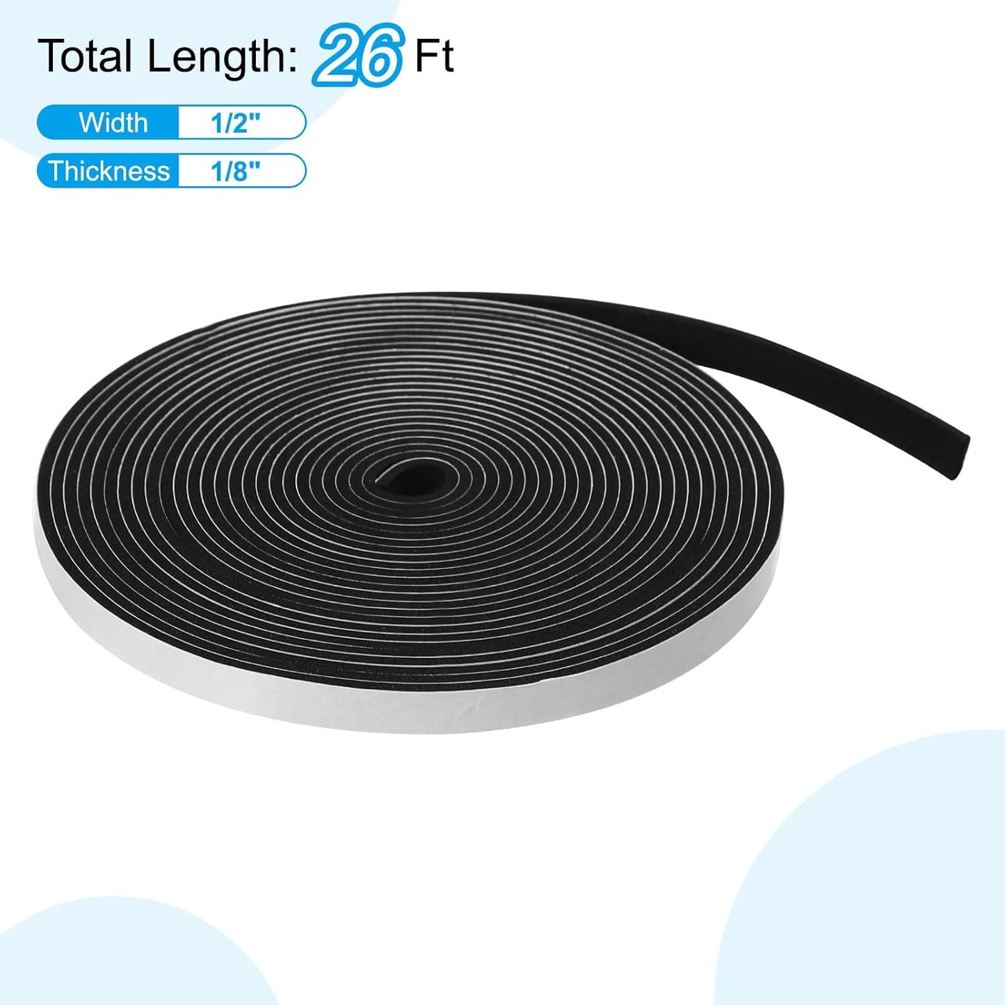 PATIKIL Weather Stripping Door Seal Strip, 3/8 Inch x 1/4 Inch x 32 Ft Self Adhesive Soundproof High Density Foam Tape Insulation for Door Window Air Conditioning, White - Colors A