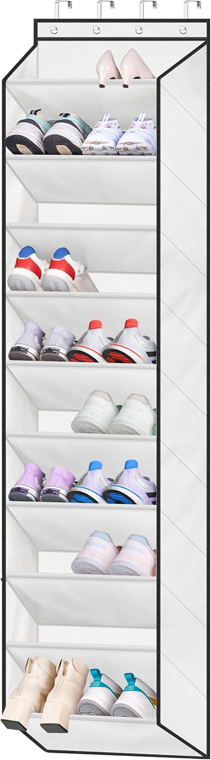 SLEEPING LAMB Over The Door Shoe Organizer for Closet with Large Deep Pockets, Narrow Shoe Rack for Door Hanging Boots Storage, Black