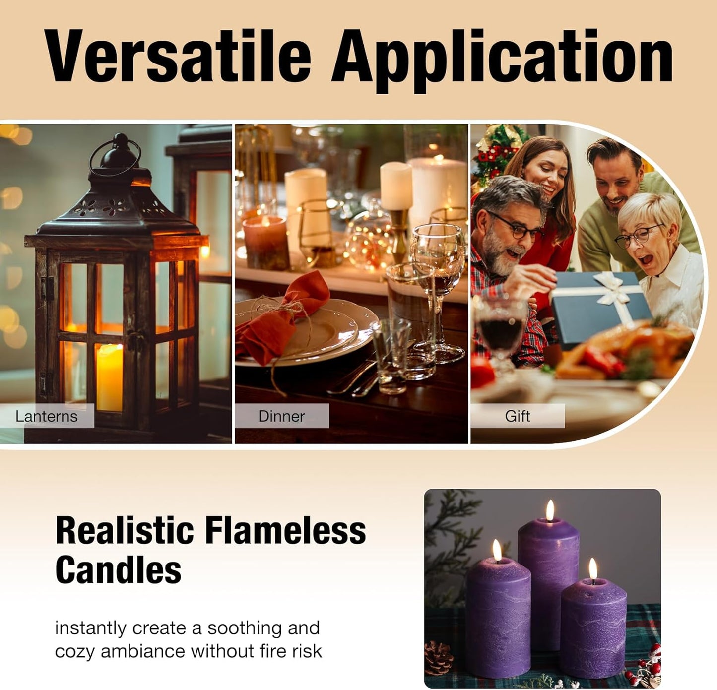 Eywamage White Flameless Pillar Candles with Remote, Flickering LED Candles Battery Powered Real Wax Set of 3