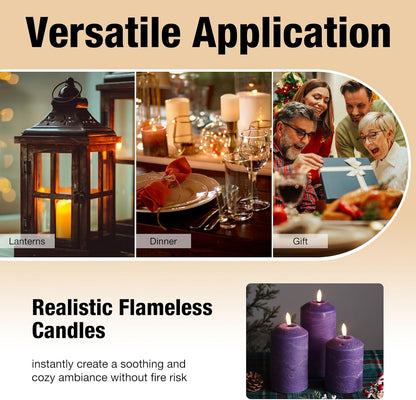 Eywamage White Flameless Pillar Candles with Remote, Flickering LED Candles Battery Powered Real Wax Set of 3