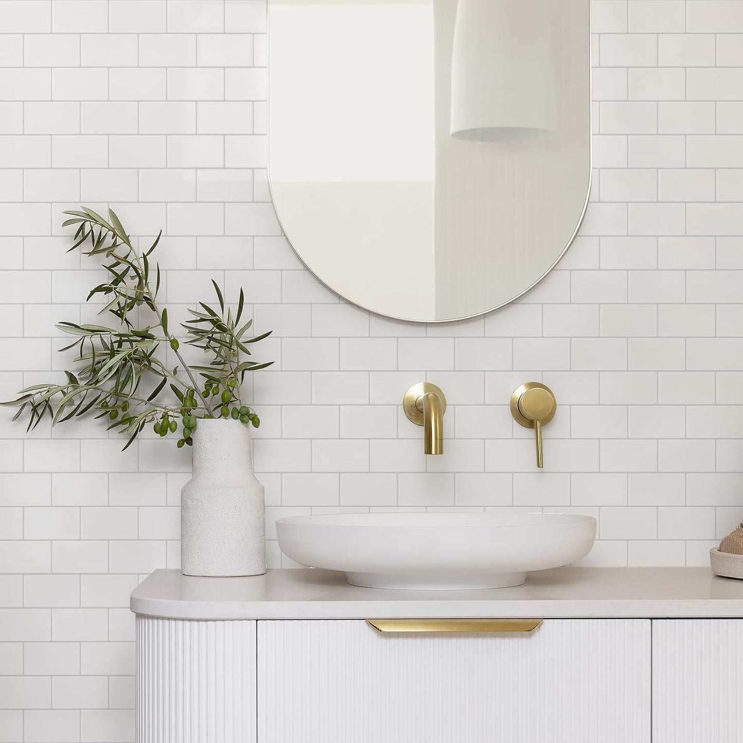 STICKGOO Peel and Stick Backsplash Subway Tiles, 10 Sheets of 12" x 12" - 3D Adhesive Peel and Stick Tile Backsplash for Kitchen, Bathroom, Wall Tile (Thicker Design, Bright White)
