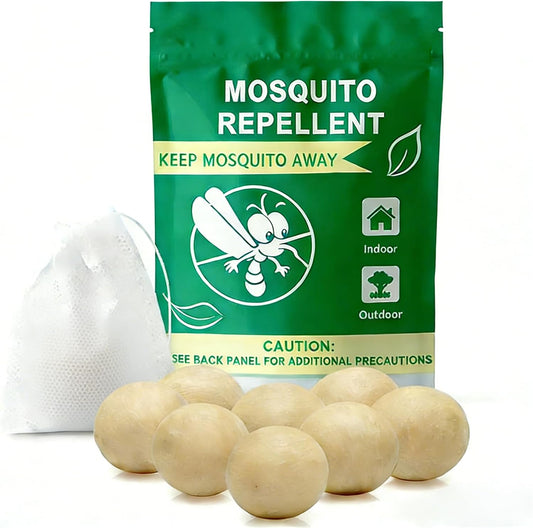 Natural Mosquito Repellent Outdoor Patio Pills, Peppermint Oil 10 Pcs Natural Mosquito Repellant Balls, Safe for Kids & Pets, Bug Deterrent for Home & Patio, Keep Mosquitoes Camping Travel Fishing