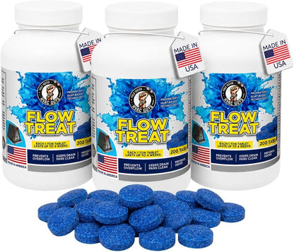 HVAC GUYS – Flow Treat Tabs - 200 Tablets | AC Drain Line Cleaner | Prevents Odors, Keeps HVAC Drain Pan Clean, Prevents Overflow | One Tablet Lasts up to 4 Weeks