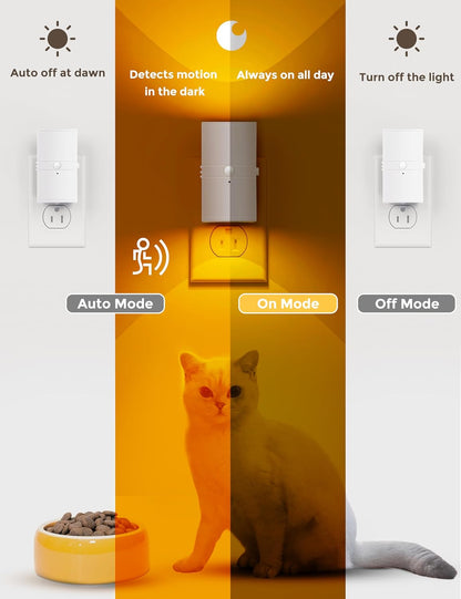 L LOHAS LED Motion Sensor Night Light, Dimmable Night Lights Plug into Wall, Plug in Nightlight, Motion Sensor Light Indoor for Bathroom Hallway Bedroom Stairs Kids Elderly [3000K,2 Pack]