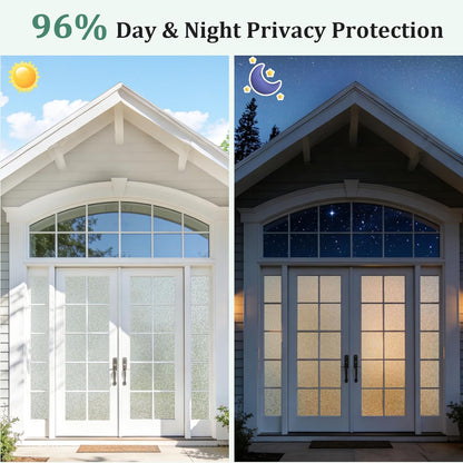 Coavas Frosted Glass Window Privacy Film, Opaque Static Cling No Glue Removable, UV & Heat Blocking Anti-Glare, Renter Friendly Decorative Covering for Bathroom Bedroom Door, 17.5 x 78.7 in