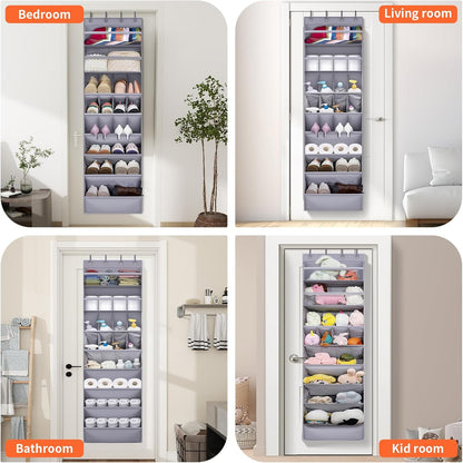 FENTEC 1 Pack Over-the-Door-Shoe-Organizers,Hanging Organizers with Large Pocket Shoe Holder Hanging Shoe Rack for Closet Shoe Organizer for Wall, Over Door Organizer with 15 Pockets Gray