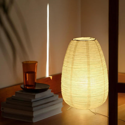 Paper Lantern Lamp, Japanese Paper Table Lamp with 3 Color, Cute Wabi-Sabi Rice Paper Lamp for Desk Bedroom Bedside(Bulb Included)