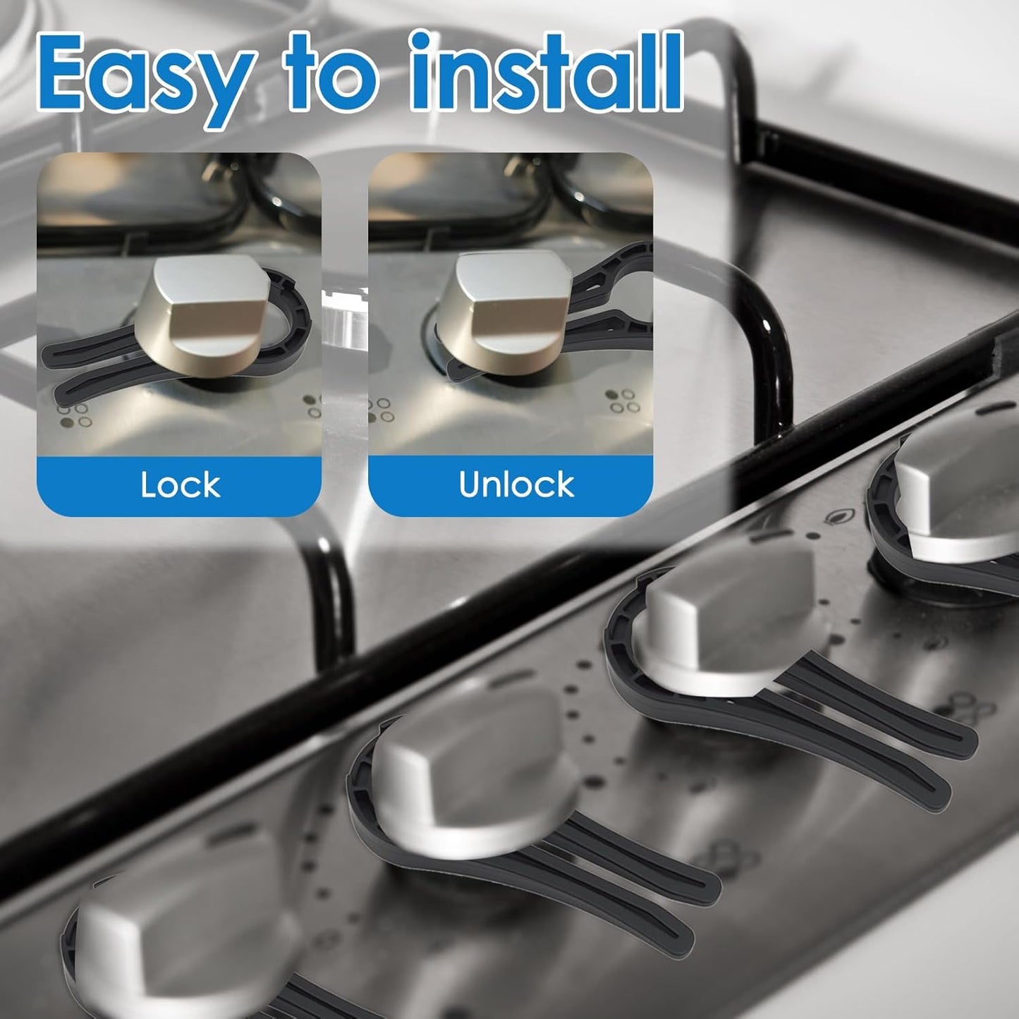 5PCS Gas Stove Knob Locks for Child Safety, Proof Stove Knob Covers, Baby Proofing Oven Knob Safety Covers for Kids and Pets, Stove Child Proof Knobs for Gas Stoves and Ovens(Black)