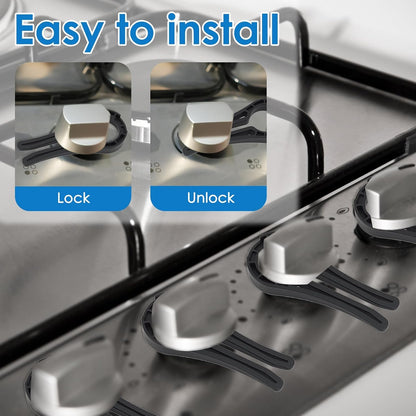 5PCS Gas Stove Knob Locks for Child Safety, Proof Stove Knob Covers, Baby Proofing Oven Knob Safety Covers for Kids and Pets, Stove Child Proof Knobs for Gas Stoves and Ovens(Black)