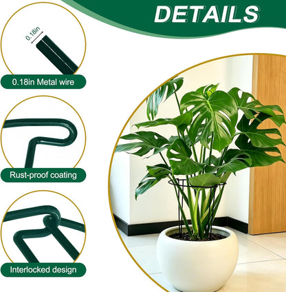 Tall Heavy-Duty 30in Plant Support Stakes - 8 Pack Adjustable Peony Cages & Supports for Outdoor Plants, Half-Round Garden Stakes for Hydrangea, Roses with Extension Stakes