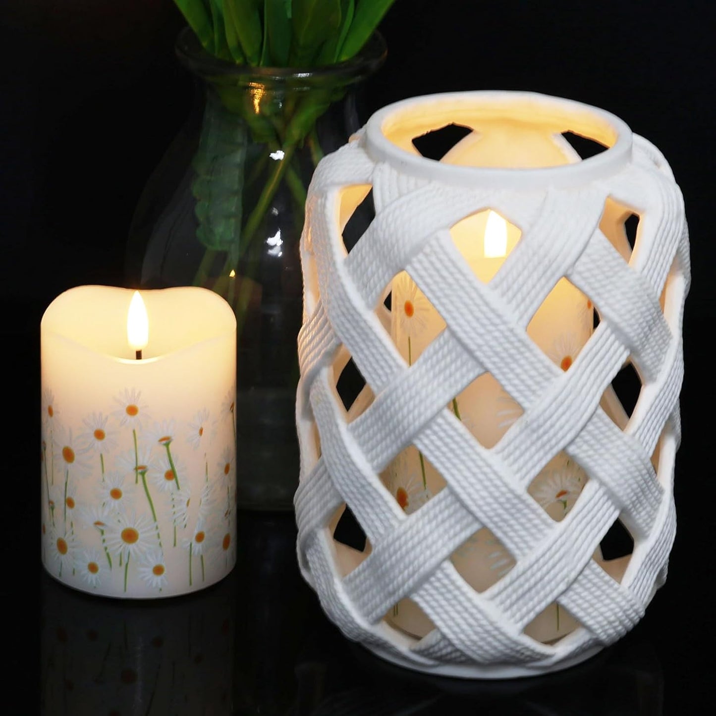Eywamage Ivory Flameless Pillar Candles with Remote, Flickering Realistic LED Battery Wax Candles Set of 3, Φ 3" H 4" 5" 6"