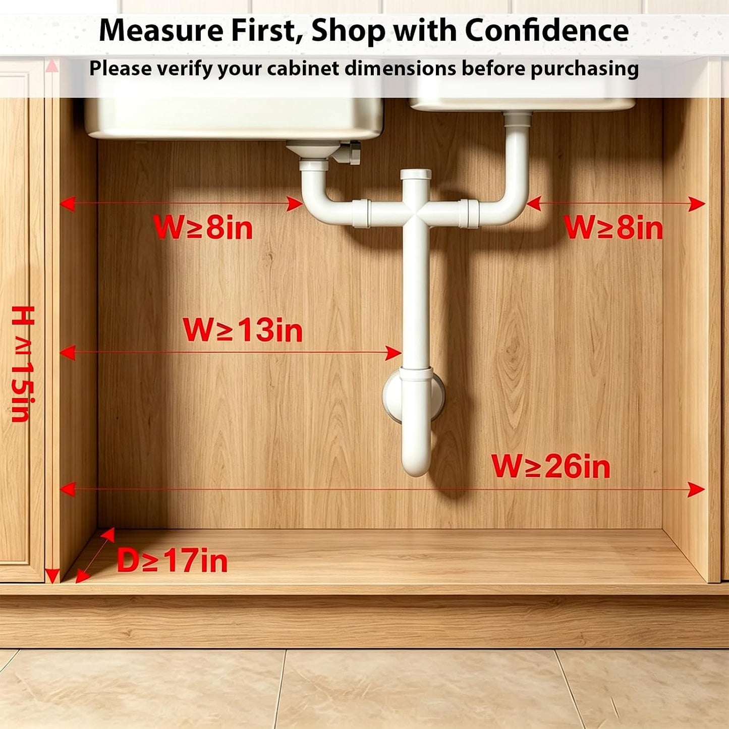 2 Pack Under Sink Organizer, 3-Tier Pull Out Kitchen Cabinet Organizer with 5 Adjustable Heights Metal Slide Out Bathroom Storage Makeup Drawer Rack for Bedroom Office Pantry Home Organization, White