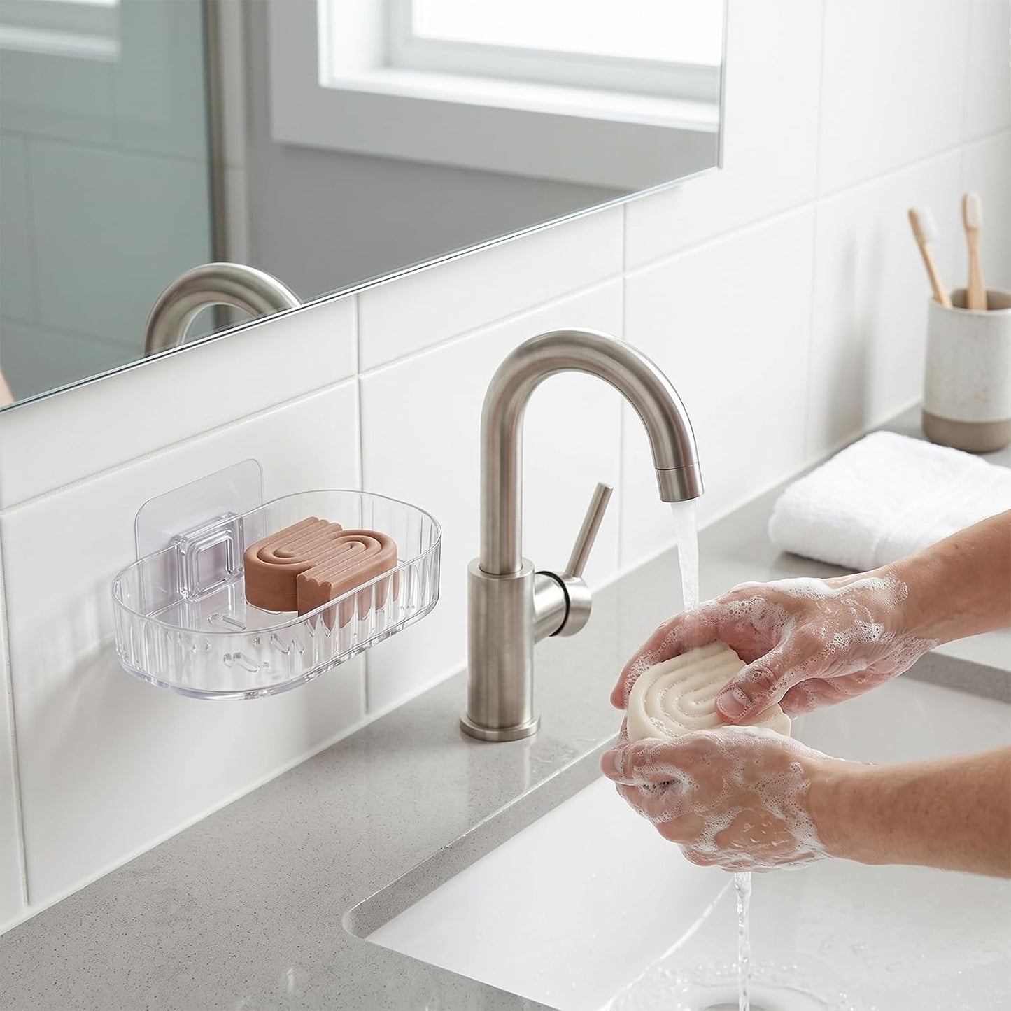 Shower Caddy Compatible with Kitsch Shampoo – Self-Draining Shampoo Bar Holder & Shower Shelves for Conditioner Bars & Soap – Wall Mount or Free-Standing Organizer (2 Pack)