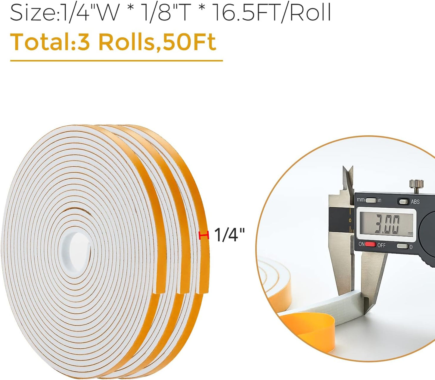 33 Feet Weather Stripping Door Seal- 1/2" Wide X 1/4" Thick Door Bottom Seal Strip High Density Foam Tape Adhesive Rubber Strip for Door Soundproofing,Window Insulation (1/2" x 1/4" x 33FT,Black)