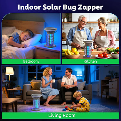 OnBeam Solar Bug Zapper Outdoor, 4200V Electric Mosquito Killer for Patio | Solar & USB-C Charging, IPX5 Waterproof, Auto Mode, SOS Light, Indoor Fly Trap for Home, Backyard, Garden, Camping