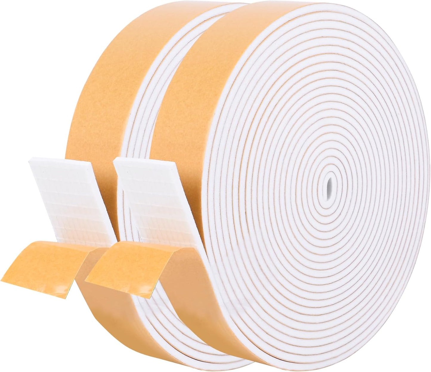Self Adhesive Foam Tape Weatherstrip 1/2in x 1/4in x 42Ft High Density Foam Insulation Strips Foam Seal Weather Stripping with Strong Adhesive for Door and Window Sound Isolation Soundproofing, White
