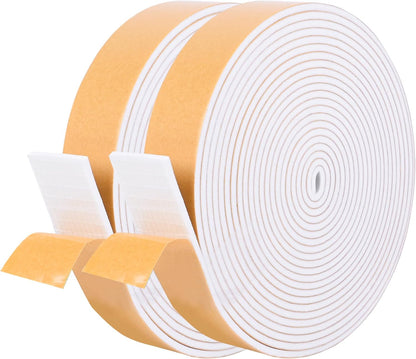 Self Adhesive Foam Tape Weatherstrip 1/2in x 1/4in x 42Ft High Density Foam Insulation Strips Foam Seal Weather Stripping with Strong Adhesive for Door and Window Sound Isolation Soundproofing, White