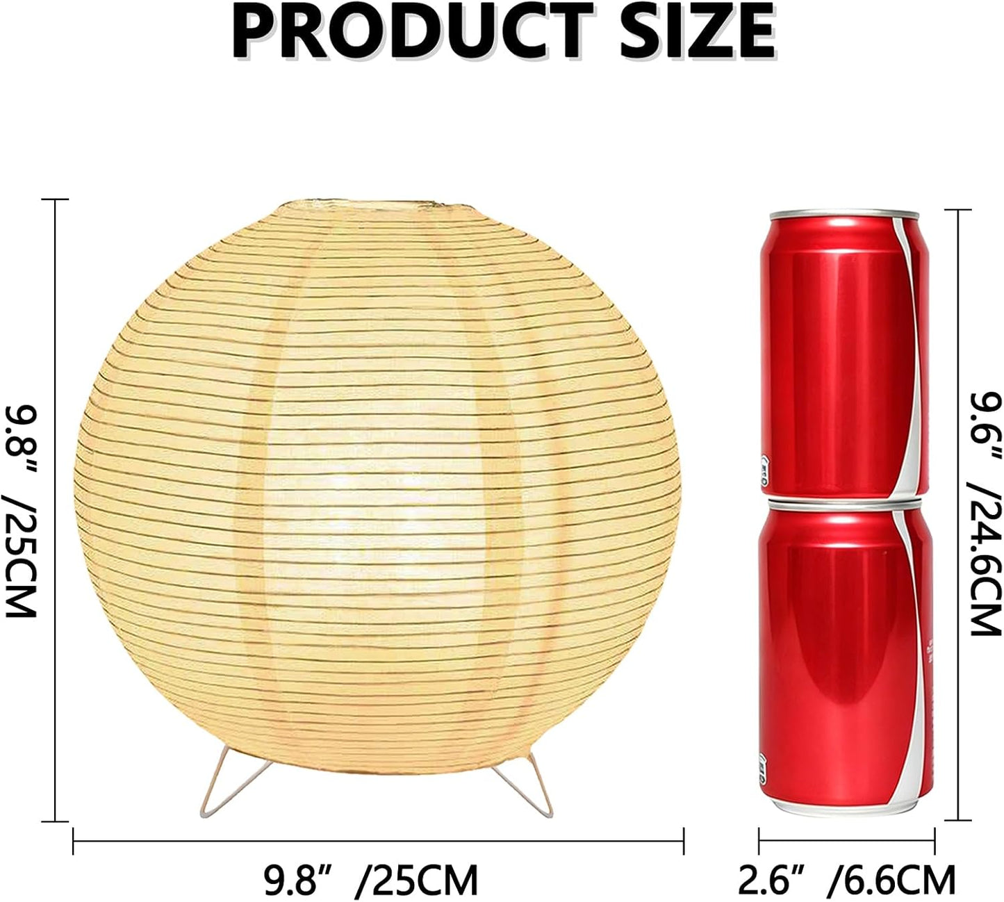 YY YEARCHY Rice Paper Table Lamp 15.3-inch Tall | Push-Button Switch E12 Base Warm Glow Desk Lamp for Bedroom Living Room Office