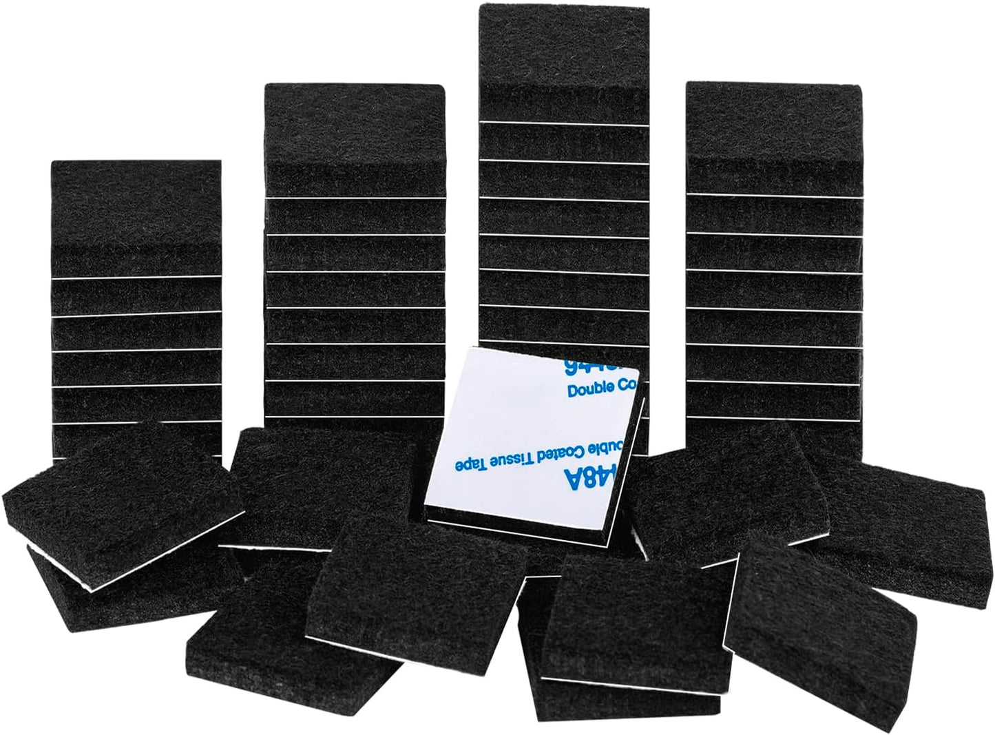 Square Felt Pads for Chair Legs, Square Felt Furniture Pads 1 inch 48 Pieces Pack Brown, Furniture Pads for Hardwood Floor 5mm Thick