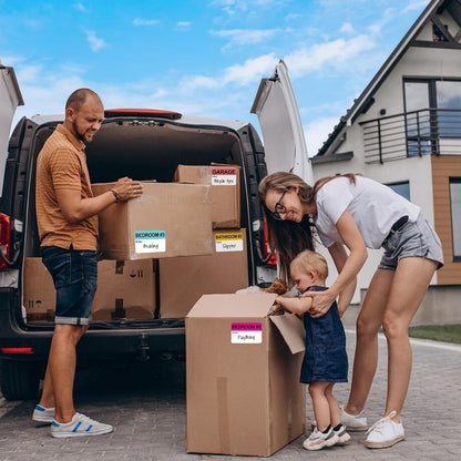 960 Count Home Moving Labels,16 Rolls Different Color Coding Moving Labels for Boxes Stickers + Fragile Moving Stickers + 1 Blank Label Roll for Customized Use