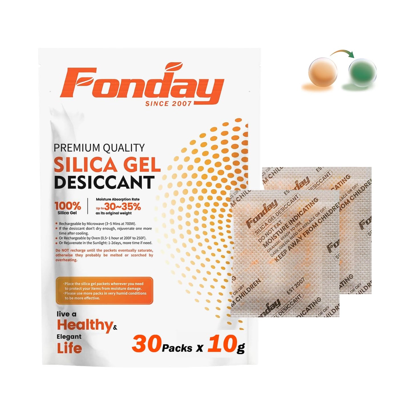 500g x 2 packs Fonday Rechargeable Silica Gel Car Dehumidifier Fast Reactivate Desiccant Bags, Large for Gun Safe Closet Basement Garage Storage Moisture Absorber
