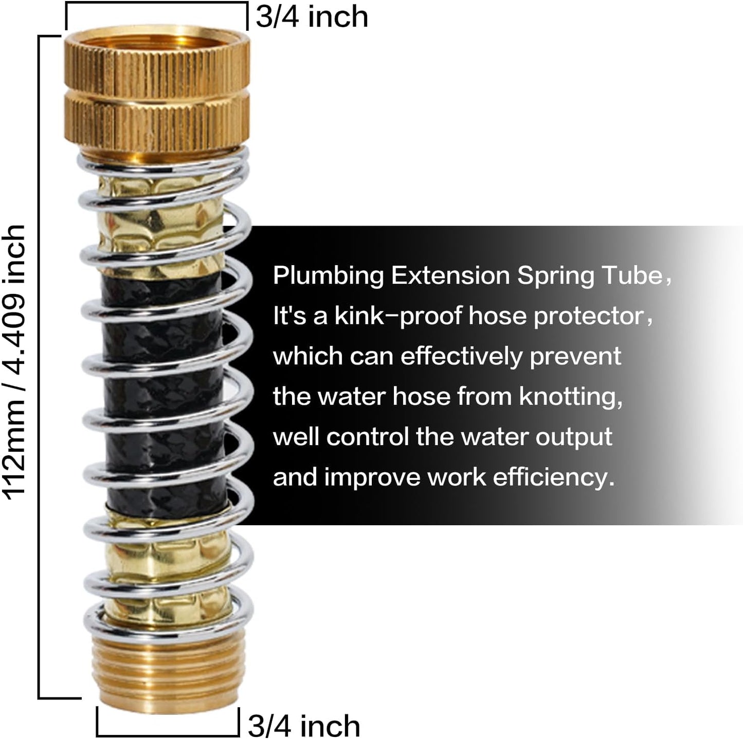 Hose Splitter 2 Way, Y-Valve Water Spigot Splitter, High Flow Faucet Splitter, 3/4" GHT Thickened Hexagonal Water Inlet with 2 Garden Hose Coiled Spring Protectors and 2 More Extension Handles