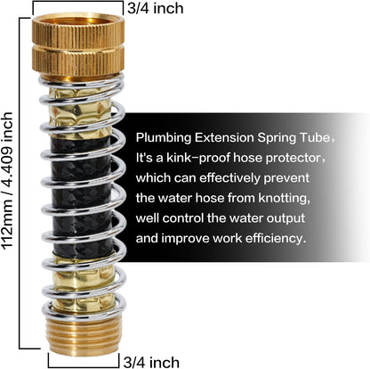Hose Splitter 2 Way, Y-Valve Water Spigot Splitter, High Flow Faucet Splitter, 3/4" GHT Thickened Hexagonal Water Inlet with 2 Garden Hose Coiled Spring Protectors and 2 More Extension Handles